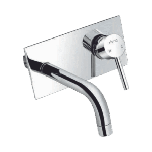 Exposed Part Kit Of Single Lever Basin Mixer (Wall Mounted) With Basin Spout, Glassi And Adjustable Wall Flange