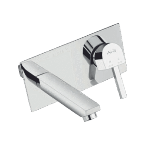 Exposed Part Kit Of Single Lever Basin Mixer (Wall Mounted) With Basin Spout Glassi And Adjustable Wall Flange