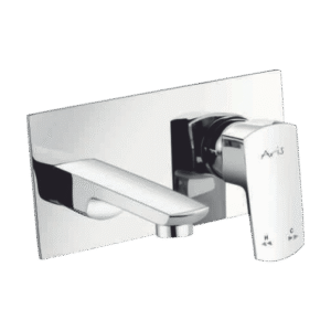 Exposed Part Kit Of Single Lever Basin Mixer (Wall Mounted) With Basin Spout, Glassi And Adjustable Wall Flange