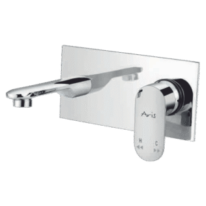 Exposed Part Kit Of Single Lever Basin Mixer (Wall Mounted) With Basin Spout Glassi And Adjustable Wall Flange