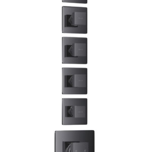Exposed Part Kit Of 5 Outlet Aqua Multi Flow Diverter Consisting of Round Operating Levers, Round Wall Flange & Sleeves
