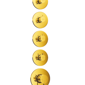 Exposed Part Kit Of 4 Outlet Aqua Multi Flow Diverter Consisting of Round Operating Levers, Round Wall Flange & Sleeves