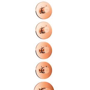 Exposed Part Kit Of 5 Outlet Aqua Multi Flow Diverter Consisting of Round Operating Levers, Round Wall Flange & Sleeves